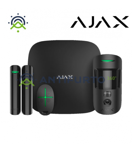 20291 STARTERKIT CAM HUB-2 KIT BL - kit Centrale con 1 HUB2 BL+1 DOORPROTECT BL+1 MOTIONCAM BL+SPACECONTROL BL - Nero-  Ajax